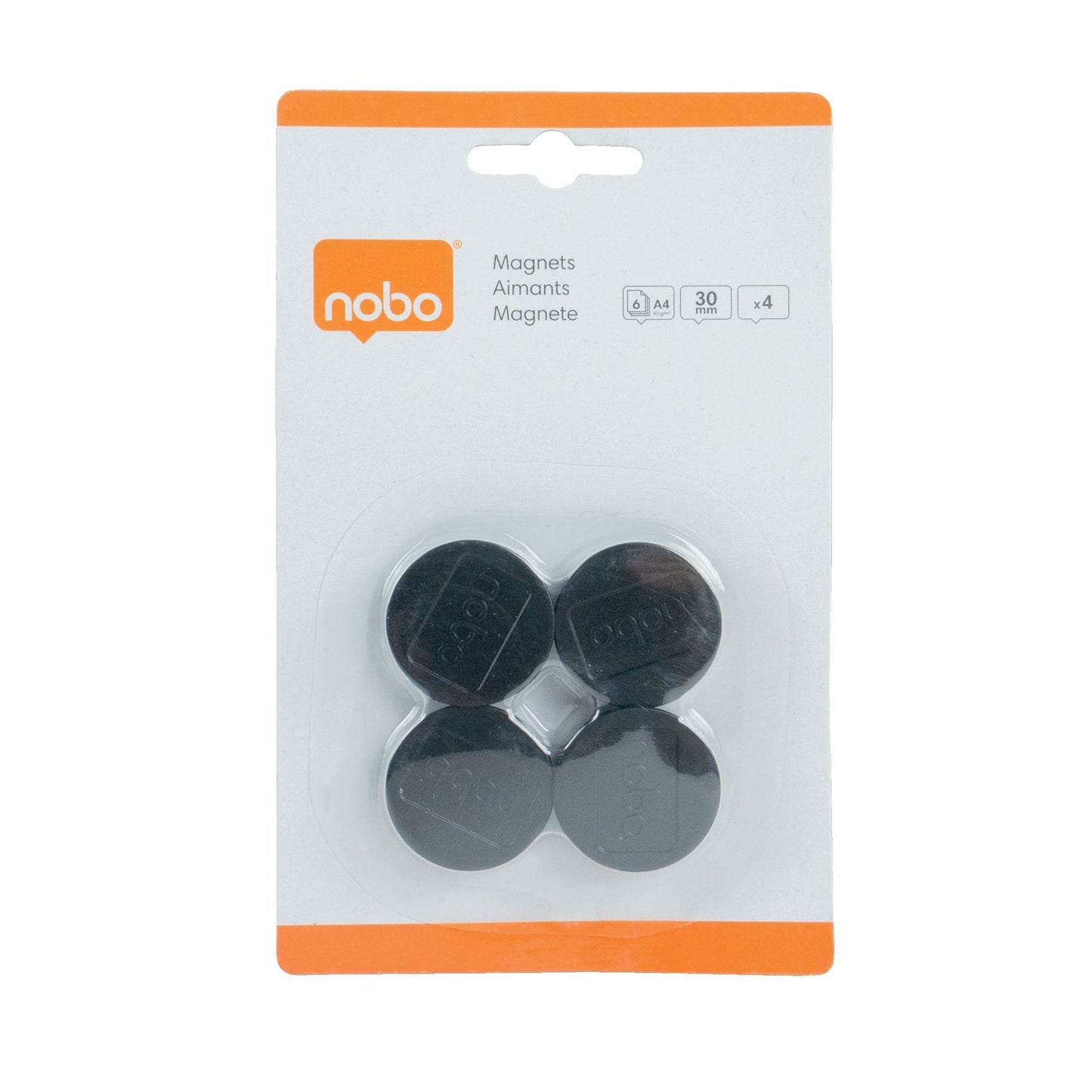 Nobo - Aimant 30mm noir 4 pièces