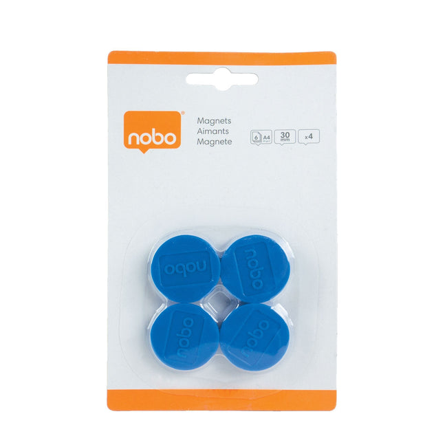 Nobo -  Magneet 30mm blauw 4 stuks