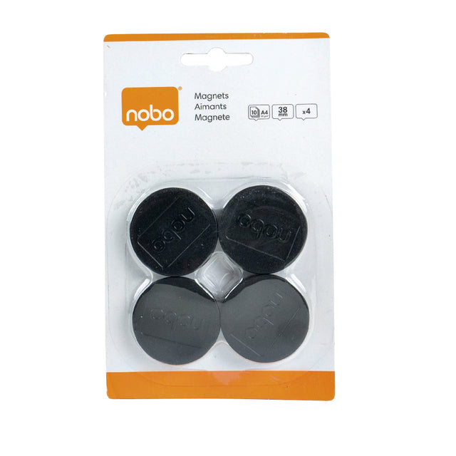 Nobo - Aimant 38mm noir 4 pièces