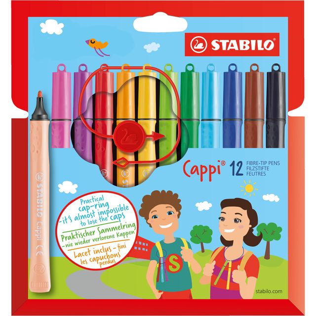 Stabilo - Feutre Cappi 168/12 moyen assorti étui de 12 pièces