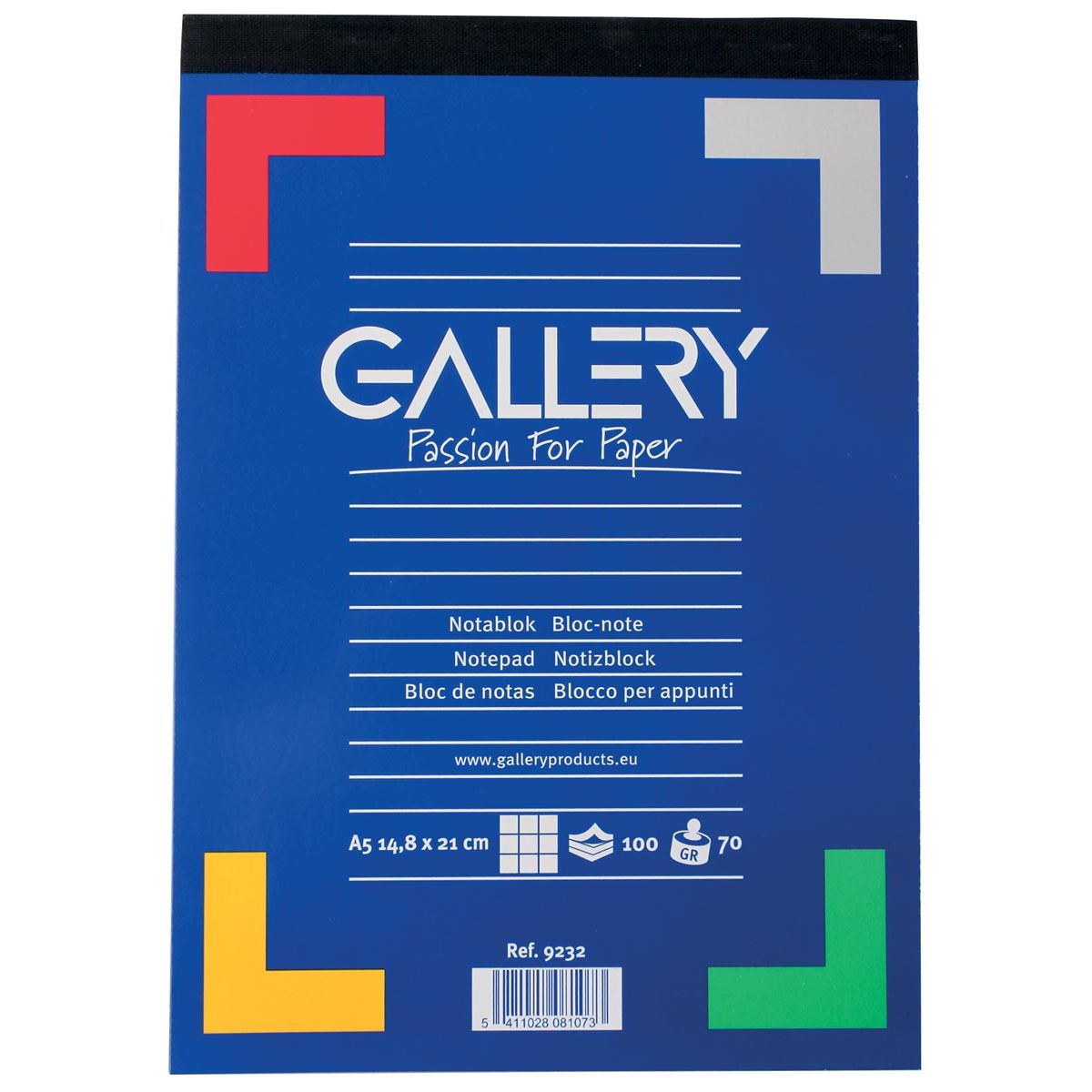 Gallery -   schrijfblok, ft A5, geruit 5 mm, blok van 100 vel