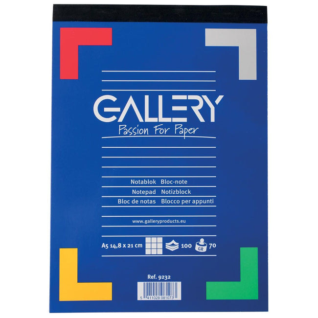 Gallery -   schrijfblok, ft A5, geruit 5 mm, blok van 100 vel