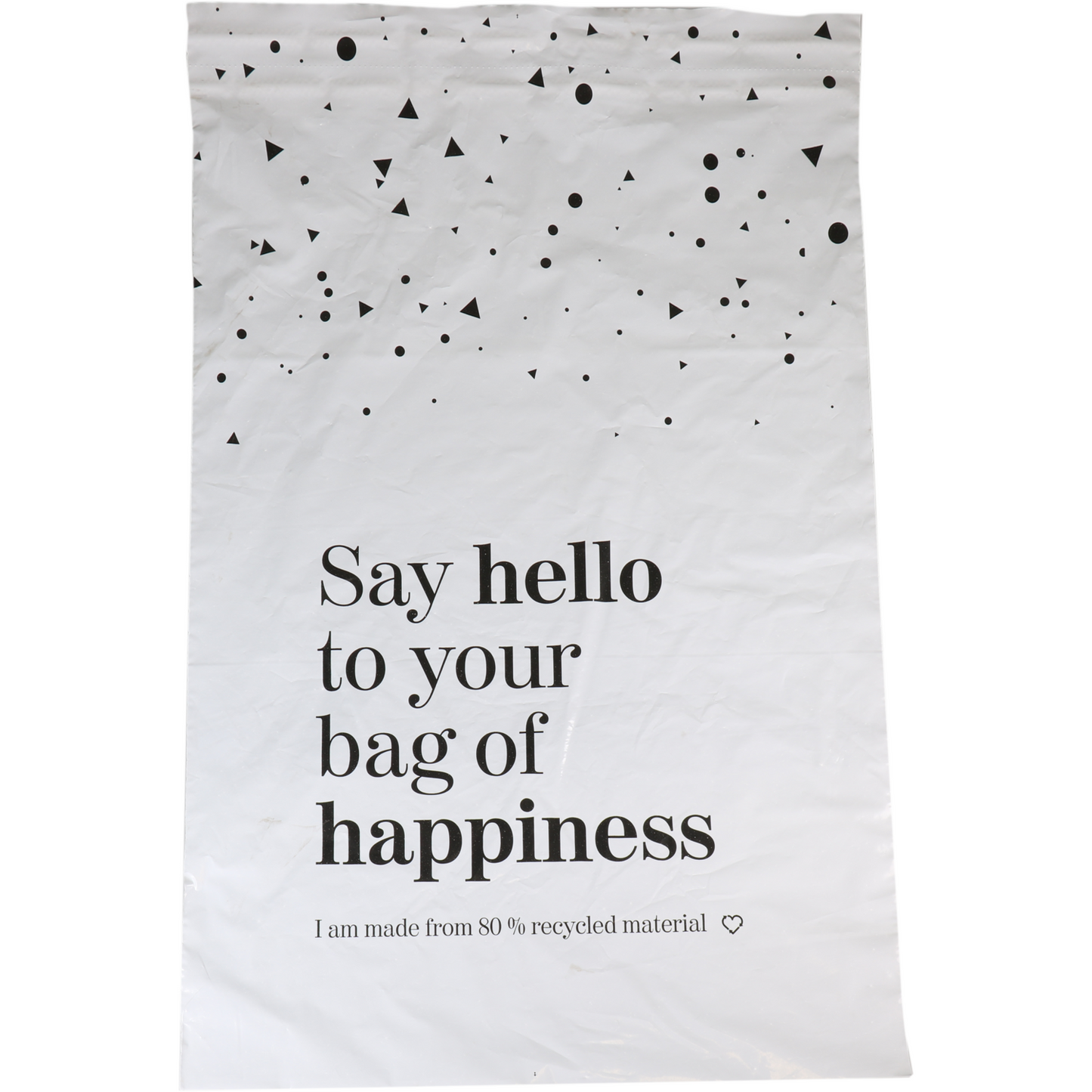 Klika - Zak | Verzendzak | Gerecycled LDPE | 50x70cm | 65my | Bag of Happiness | wit/zwart | 100 stuks