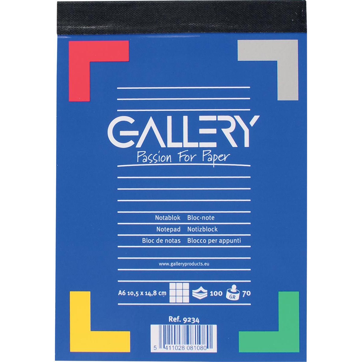 Gallery -   notitieblok, ft A6, geruit 5 mm, blok van 100 vel
