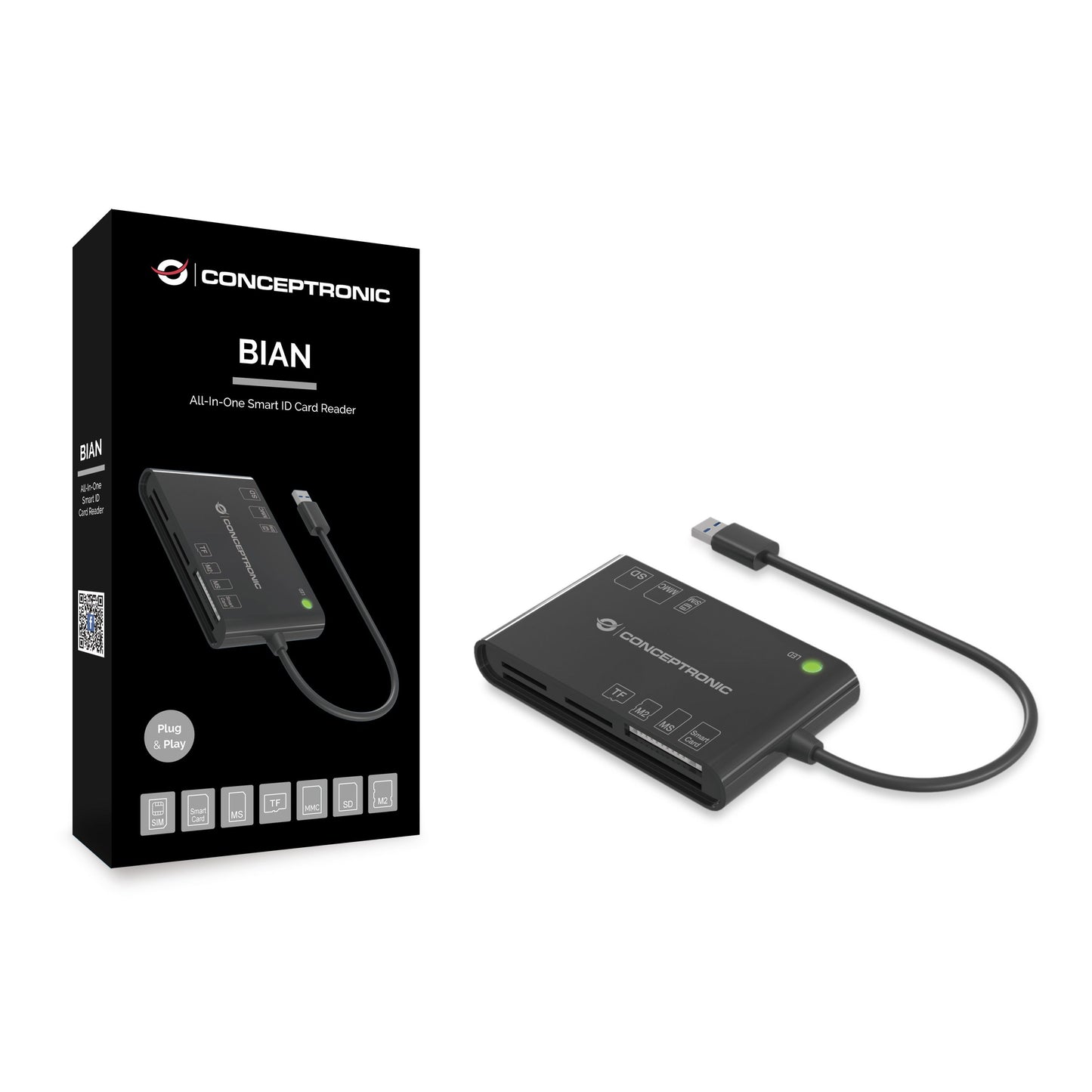 CONCEPTRONIC -   BIAN01B smart card reader Binnen USB 3.2 Gen 1 (3.1 Gen 1) Zwart