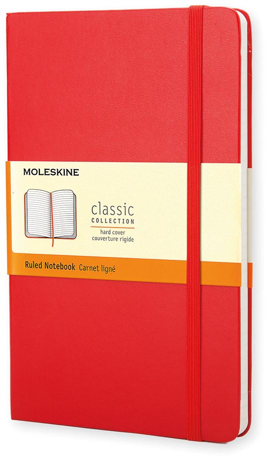 Moleskine - notitieboek, ft 13 x 21 cm, gelijnd, harde cover, 240 blad, rood