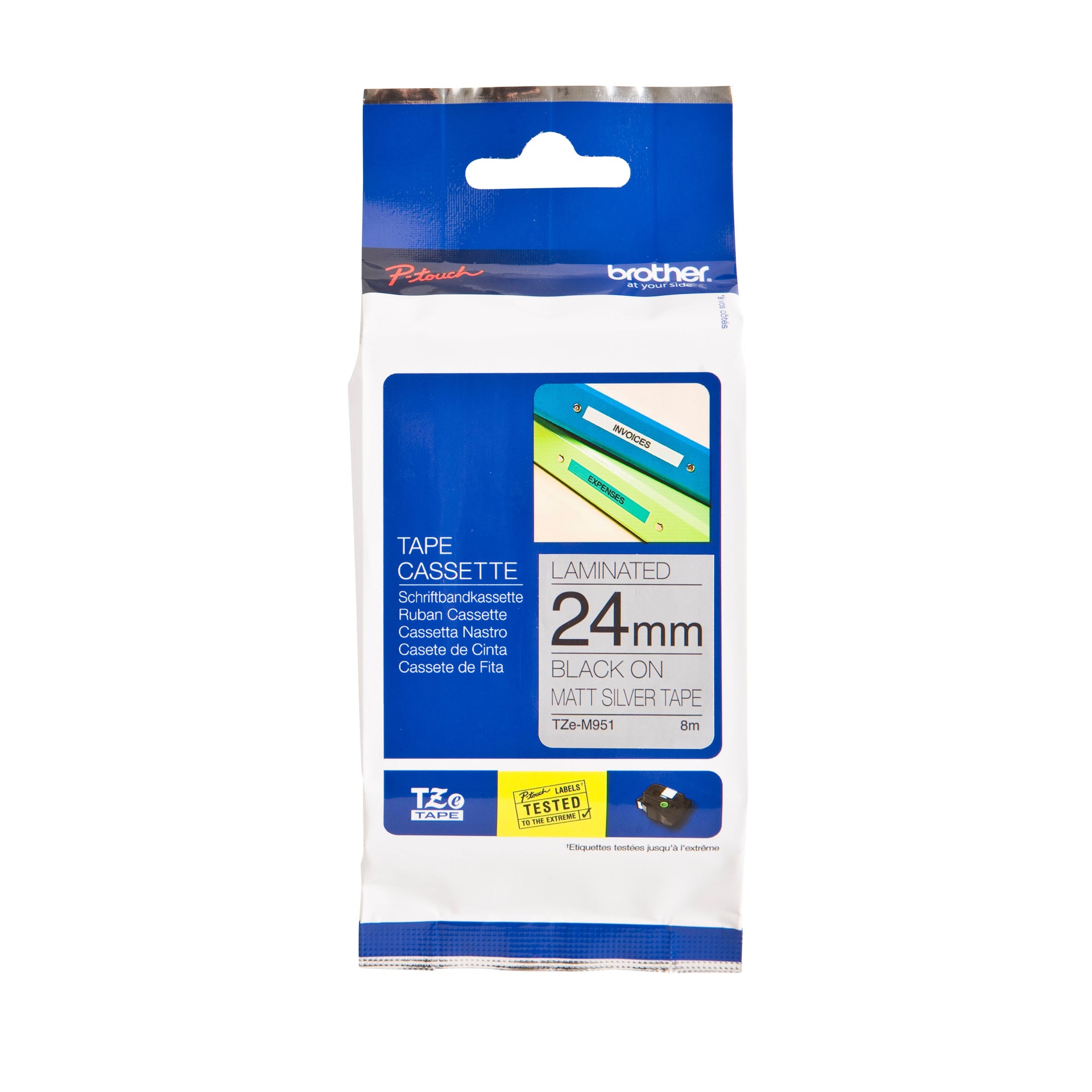 Brother - Labele P-touch TZe-M951 métallisé 24mm noir sur argent