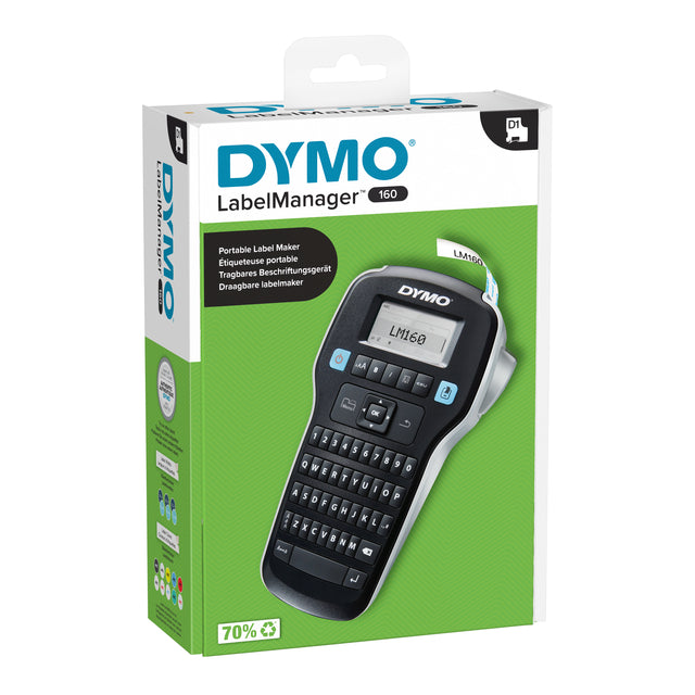 Dymo - Imprimante d'étiquettes LabelManager 160 portable qwerty 12mm noir