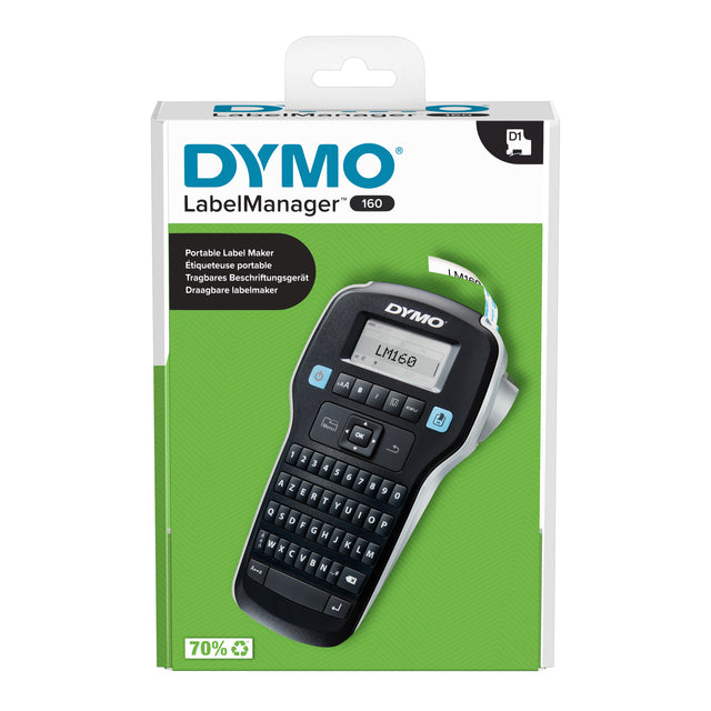 Dymo - Imprimante d'étiquettes LabelManager 160 portable azerty 12mm noir