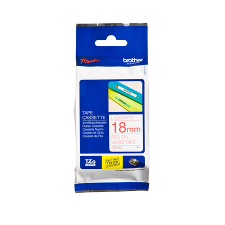 Brother - Labele P-touch TZe-242 standard 18mm rouge sur blanc