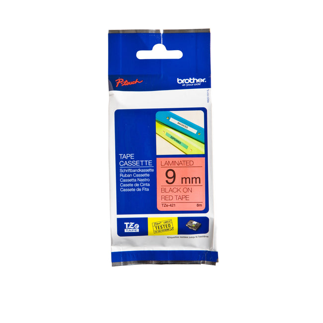 Brother -  Labele P-touch TZe-421 standaard 9mm zwart op rood