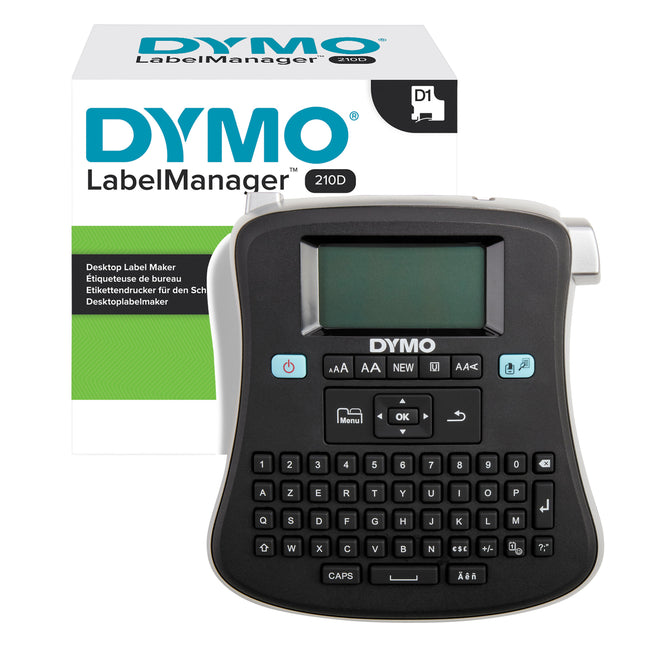 Dymo – Etikettendrucker LabelManager 210D+, tragbar, Azerty, 12 mm, Schwarz