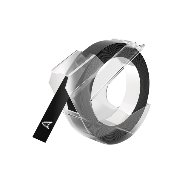 Dymo - Plastique gaufrage relief 9mm blanc sur noir