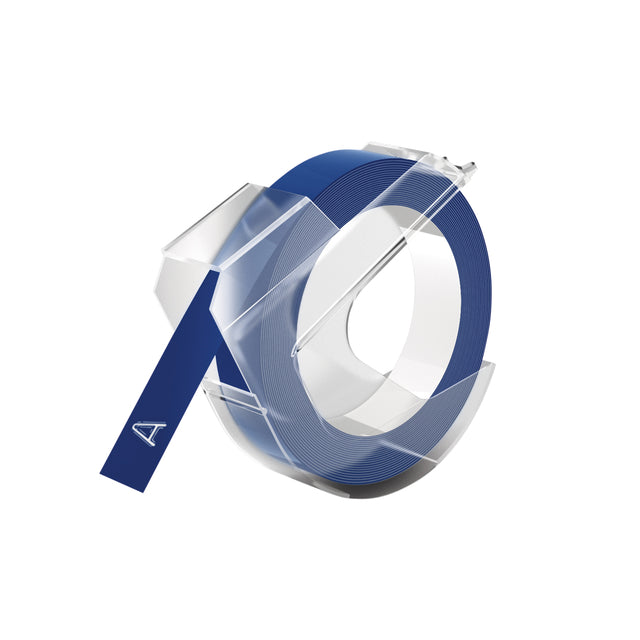 Dymo - Vinyle gaufrage relief 9mm blanc sur bleu