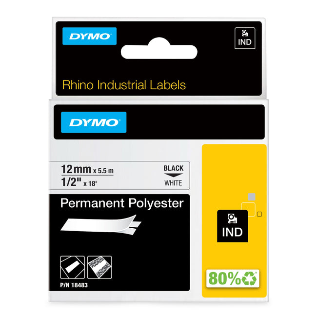 Dymo - Labele rhino polyester industriel 12mm wt