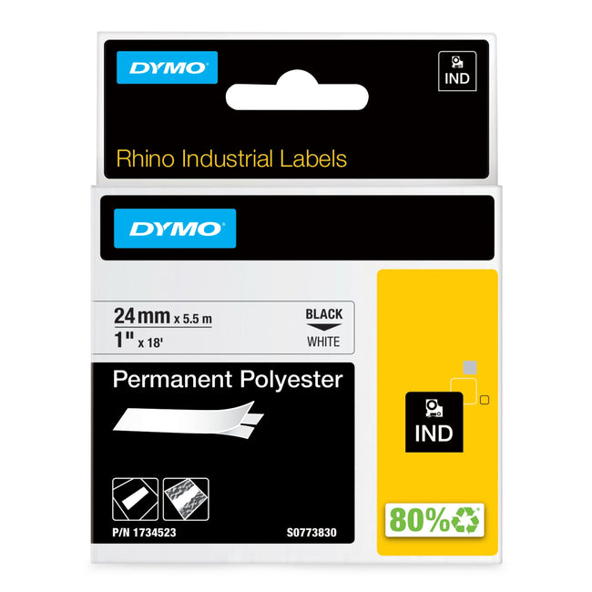 Dymo -  Labele  rhino industrieel polyester 24mm wt