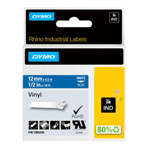 Dymo - Vinyle industriel Labele rhino 12mm bleu