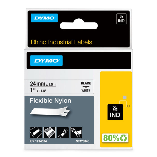 Dymo -  Labele  rhino industrieel nylon 24mm wit