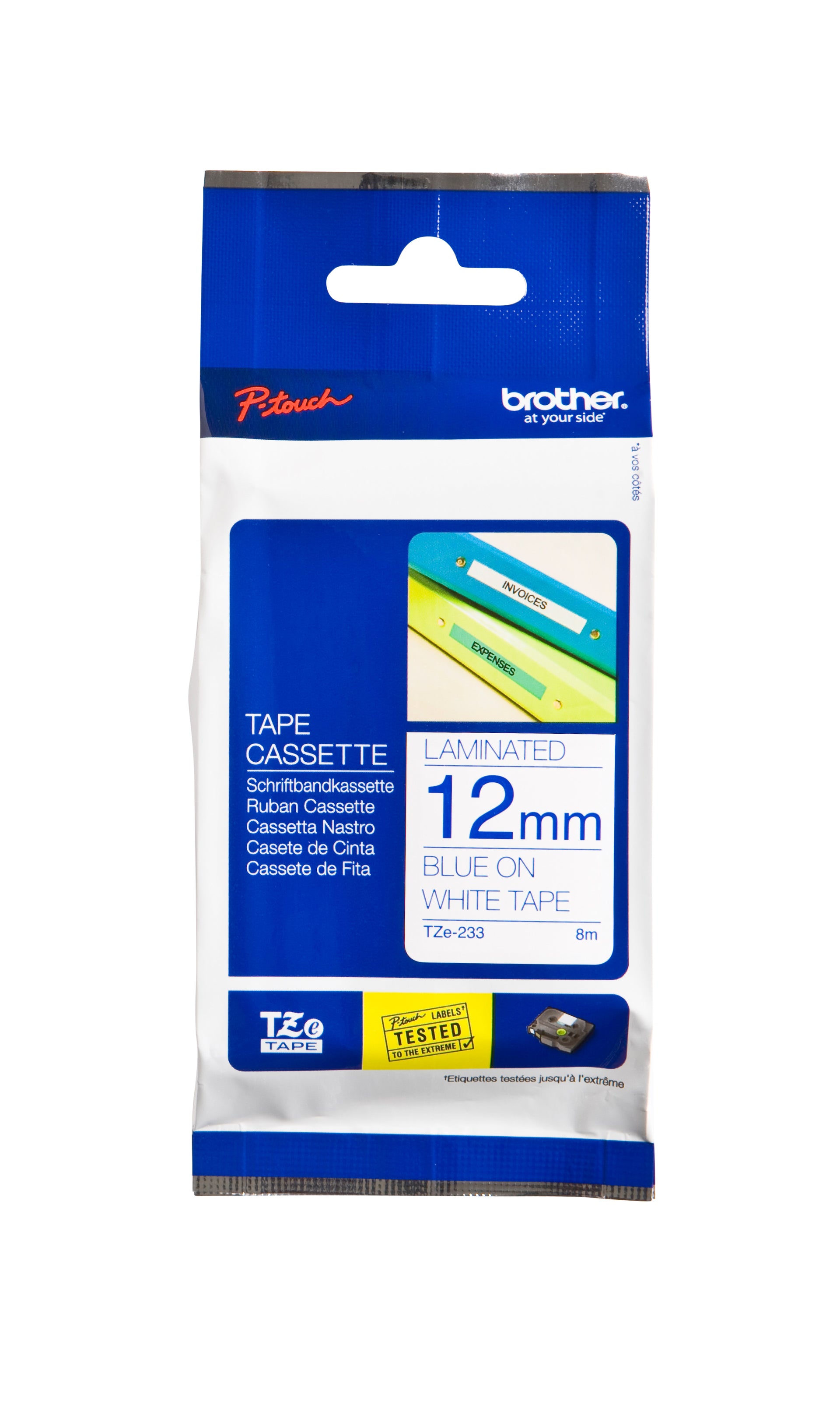 Brother -  TZE-233 labelprinter-e Blauw op wit