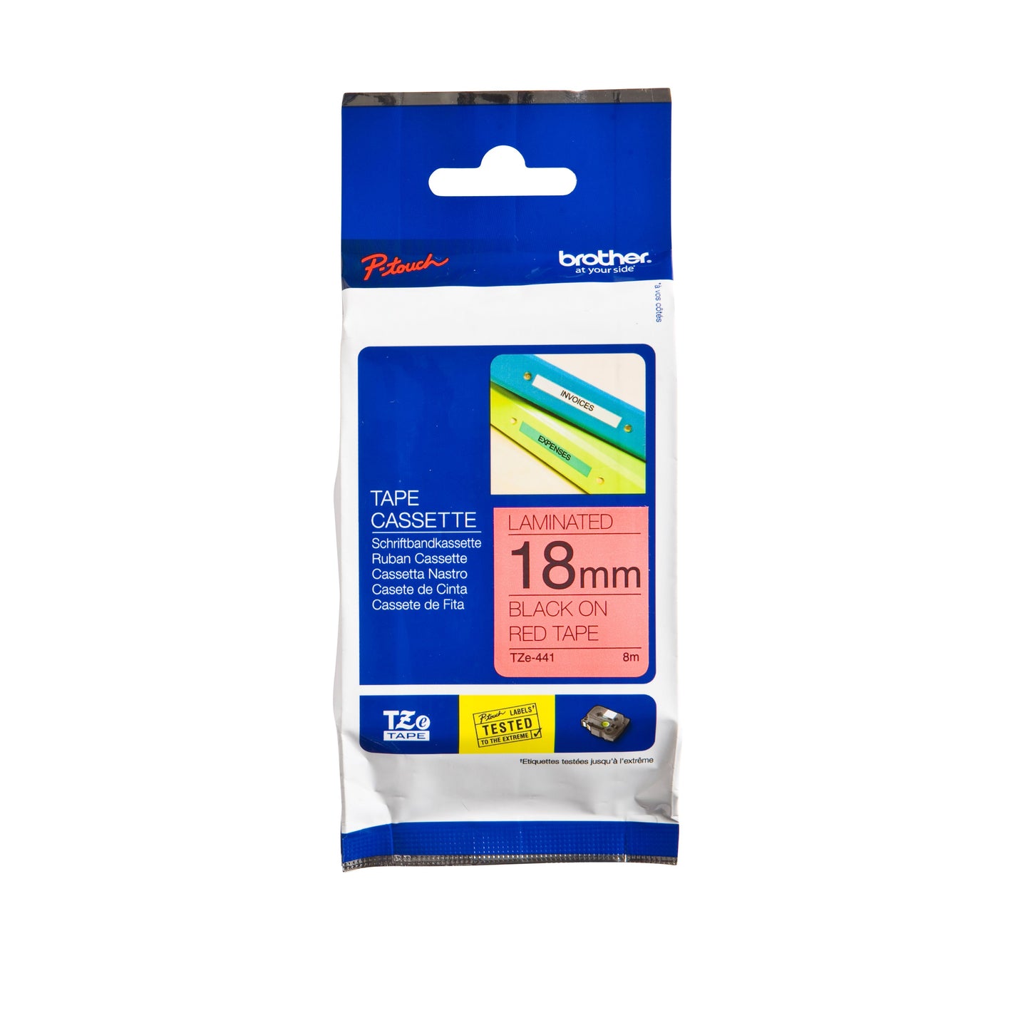 Brother - Labele P-touch TZe-441 standard 18mm noir sur rouge