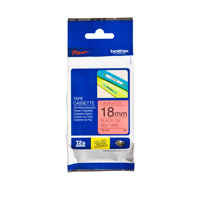 Brother - Labele P-touch TZe-441 standard 18mm noir sur rouge