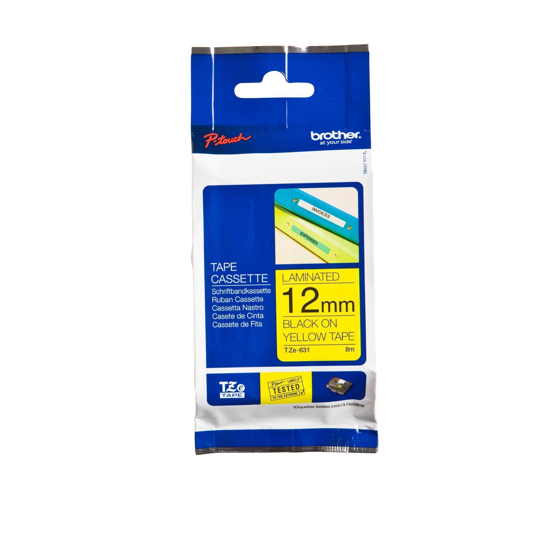Brother - Labele P-touch TZe-631 standard 12mm noir sur jaune