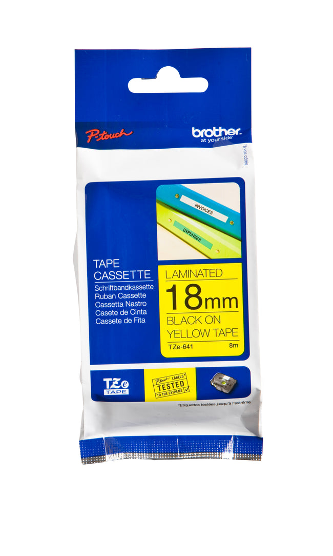 Brother - Labele P-touch TZe-641 standard 18mm noir sur jaune