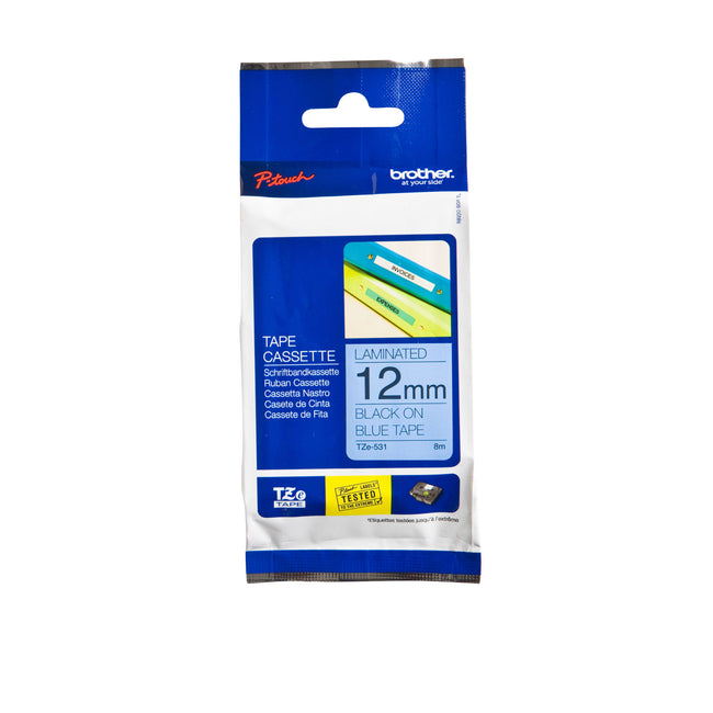 Brother - Labele P-touch TZe-531 standard 12mm noir sur bleu