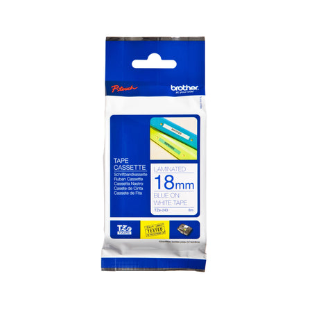 Brother -  TZE-243 labelprinter-e Blauw op wit
