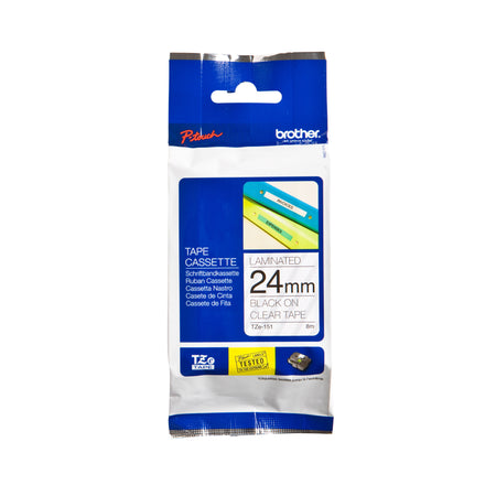 Brother - Labele P-touch TZe-151 standard 24mm noir sur transparent