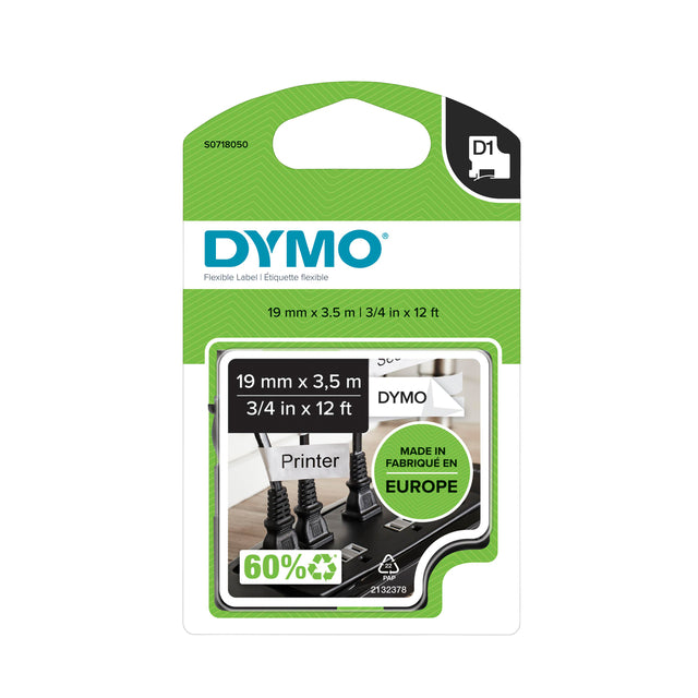 Dymo -  Labele LabelManager D1 nylon 19mm zwart op wit