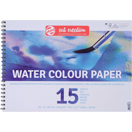 Talens Art Creation - Papier aquarelle Art Creation, 240 g, pi A3, bloc de 15 feuilles