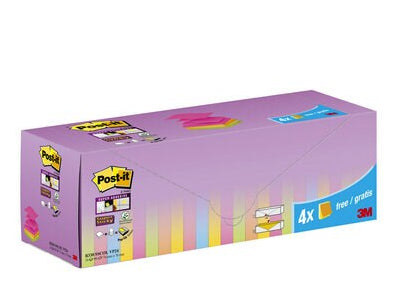 Post-it - Bloc mémo Z-Note R330 Super Sticky 76x76mm couleurs assorties 20 + 4 offerts