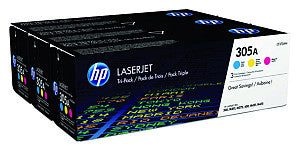 HP - Toner 305a, 3 x 2 600 Seiten, OEM CF370 Uhr, 3 Farben