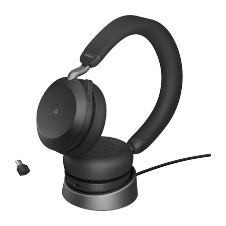 JABRA -   Evolve2 75 Headset Bedraad en draadloos Hoofdband Oproepen/muziek USB Type-C Bluetooth Oplaadhouder Zwart