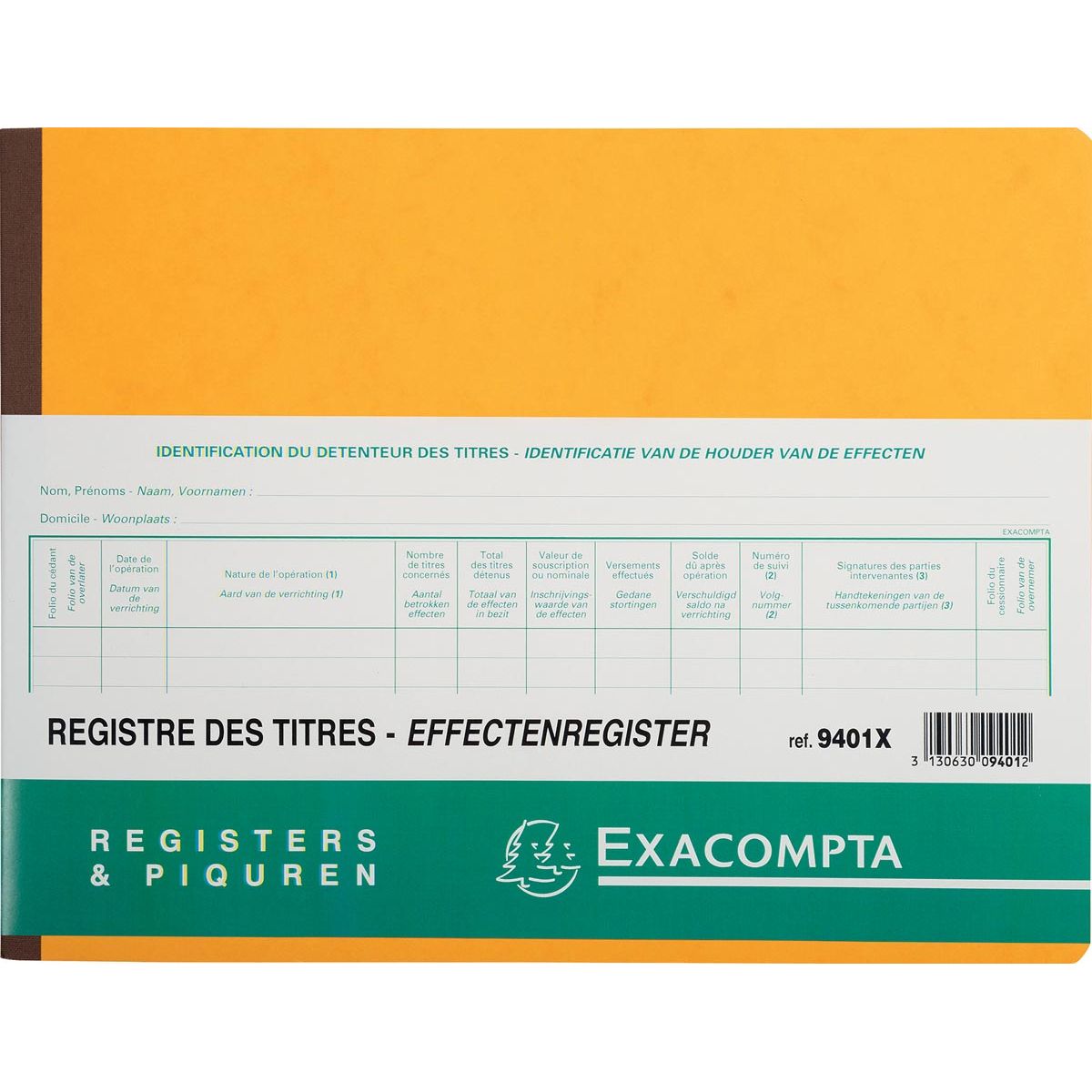 Exacompta -  effectenregister, ft 24 x 32 cm, tweetalig, voor BV-SRL