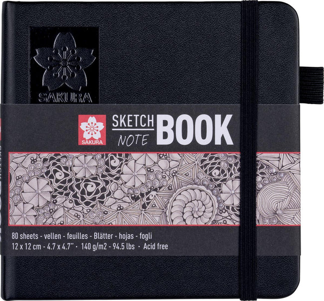 Sakura - Carnet de croquis 80 feuilles blanches 140gr 120x120mm noir