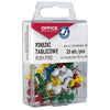 OFFICE products -   prikbordspelden, geassorteerde kleuren, plastic ophangdoosje van 25 stuks