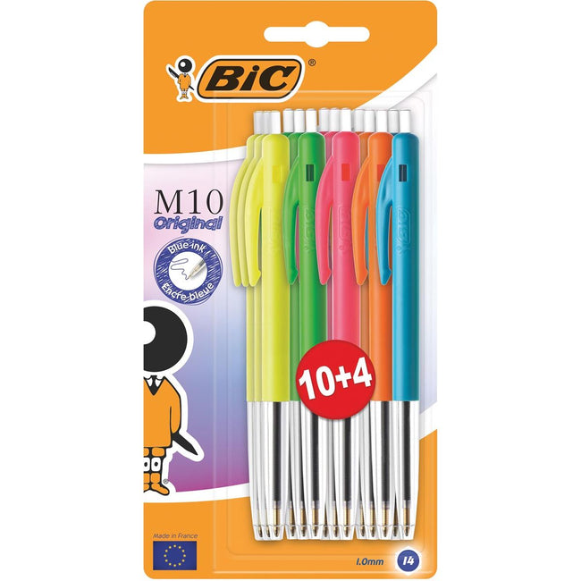 Bic - stylo à bille M10 Original Ultracolours, blister de 10 + 4 offerts