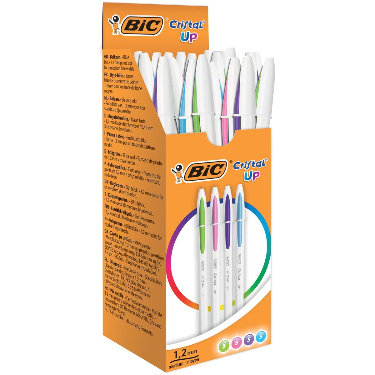 BIC - Ballpen Cristal up, boîte avec 20 pièces dans des couleurs amusantes assorties