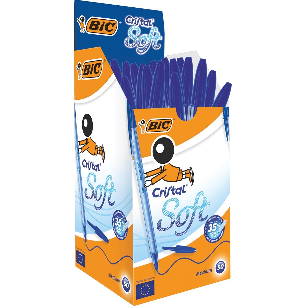 BIC - Bälle Cristal Weich, mittlerer Punkt, 50 Stück, blau