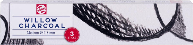 Talens -  houtskool medium, doosje van 3 staafjes