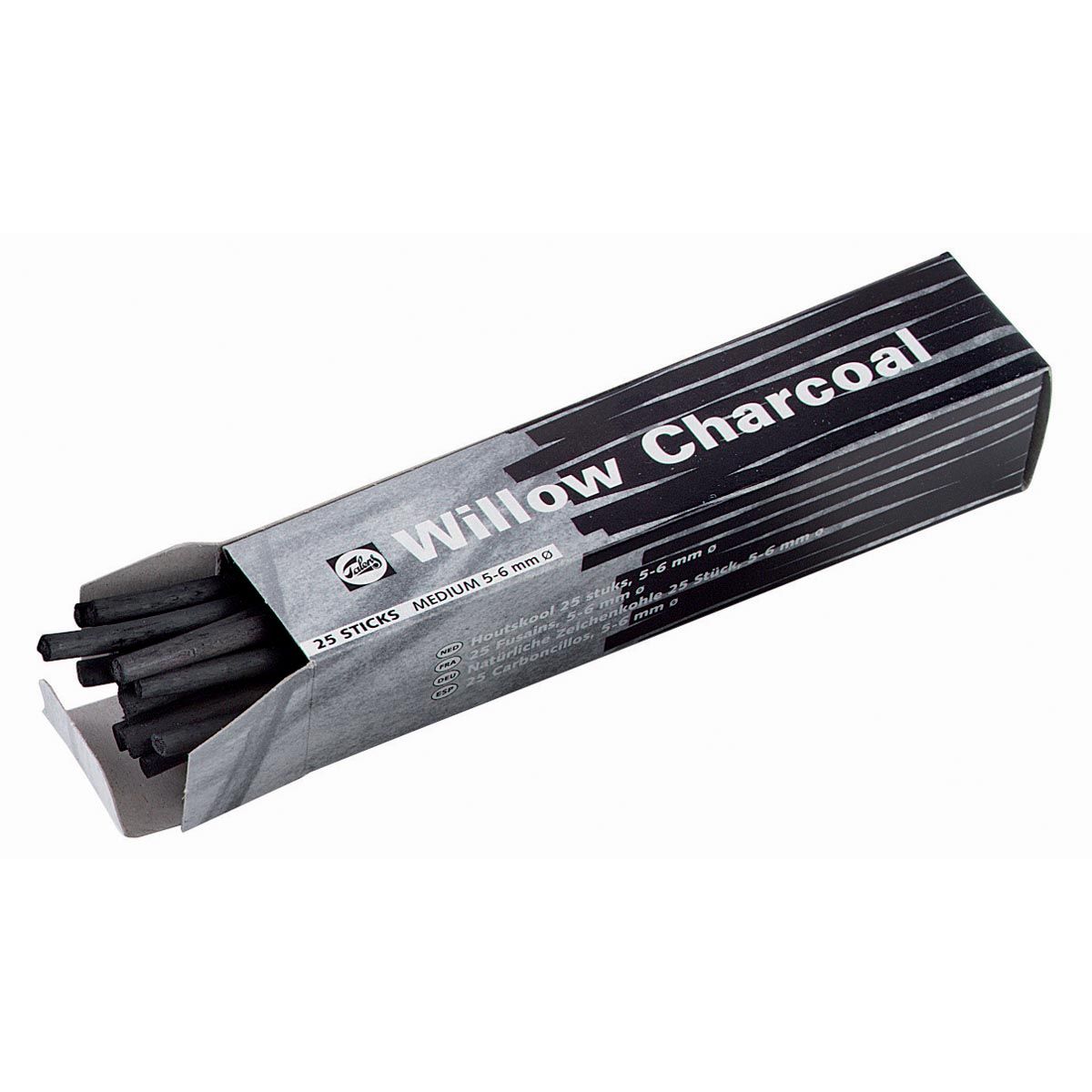 Talens – Kohle mittel, Schachtel mit 25 Stäbchen