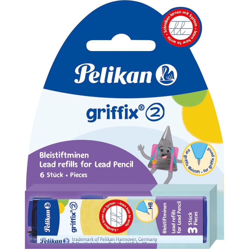 Pelikan - Marqueurs de crayon Griffix, 2 mm, HB, ampoule de 2 boîtes de 3 pièces