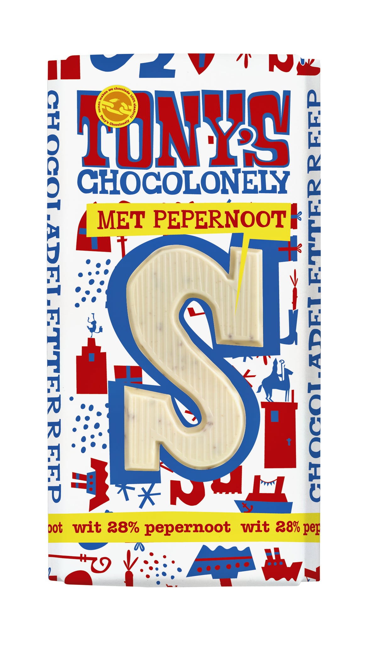 Tony's Chocolonely - Pain d'épices blanc lettre chocolat S 180gr | 15 pièces
