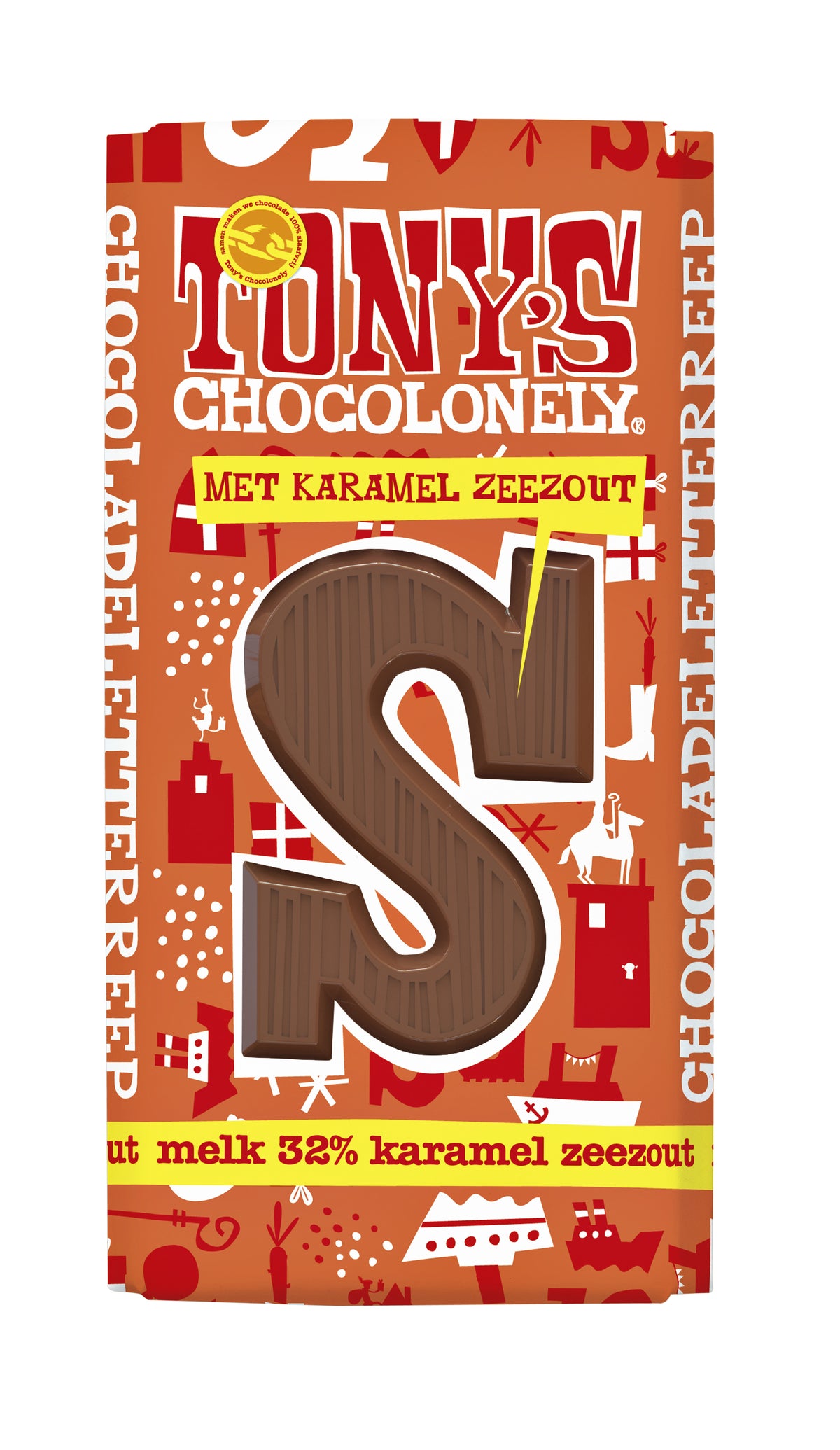 Tony's Chocolonely - Lettre chocolat lait caramel sel marin S 180gr