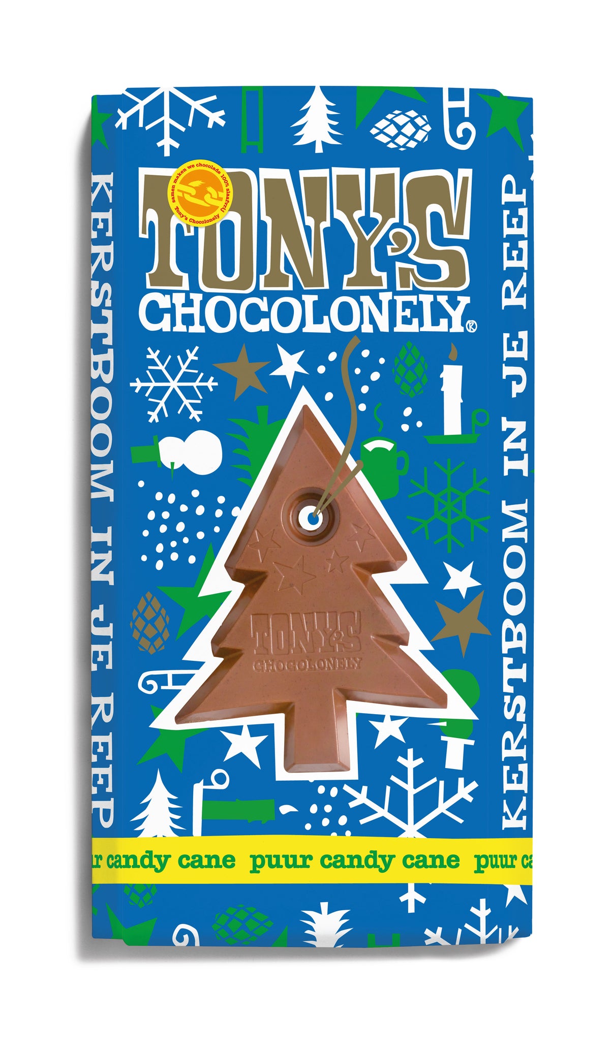 Tony's Chocolonely - Canne en bonbon à la menthe et au chocolat noir 180gr | 15 pièces