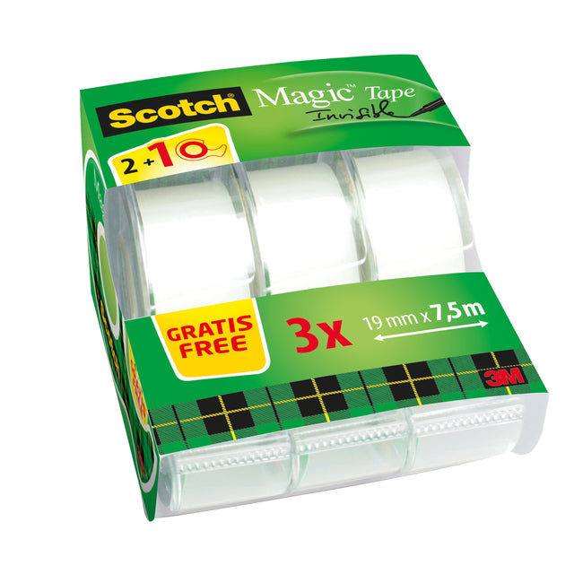 Scotch - Ruban adhésif magic 810 19mmx7,5m mat 2+1 disp