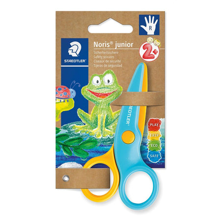 Staedtler -  kinderschaar Noris Junior, ft 10 cm, rechtshandig, RVS, geel/blauw, blister van 1 stuk