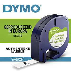 Dymo - Letratag E 12 mm, papier blanc